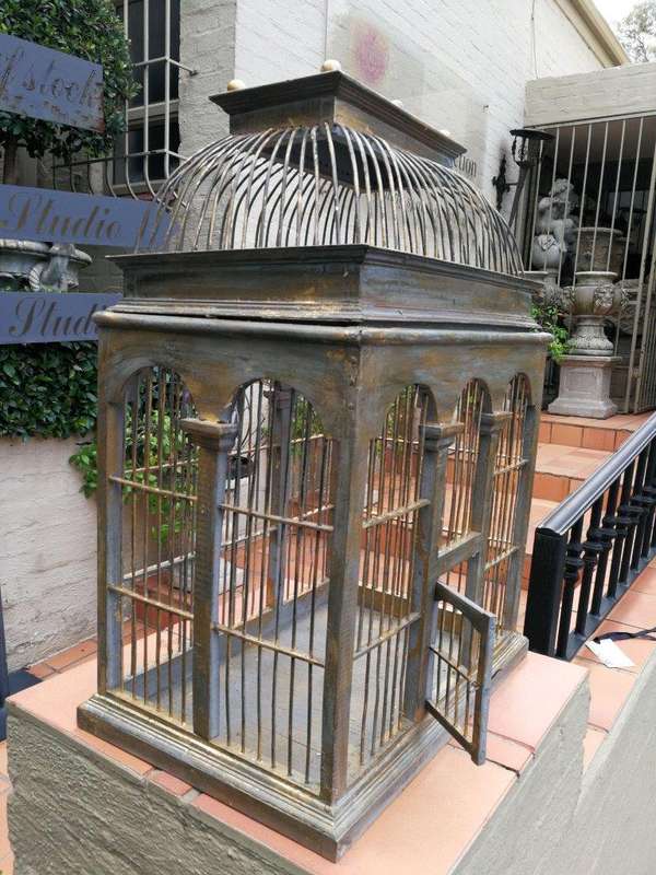 A 20th Century Decorative Metal And Wood Birdcage
