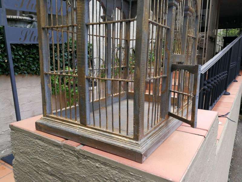 A 20th Century Decorative Metal And Wood Birdcage