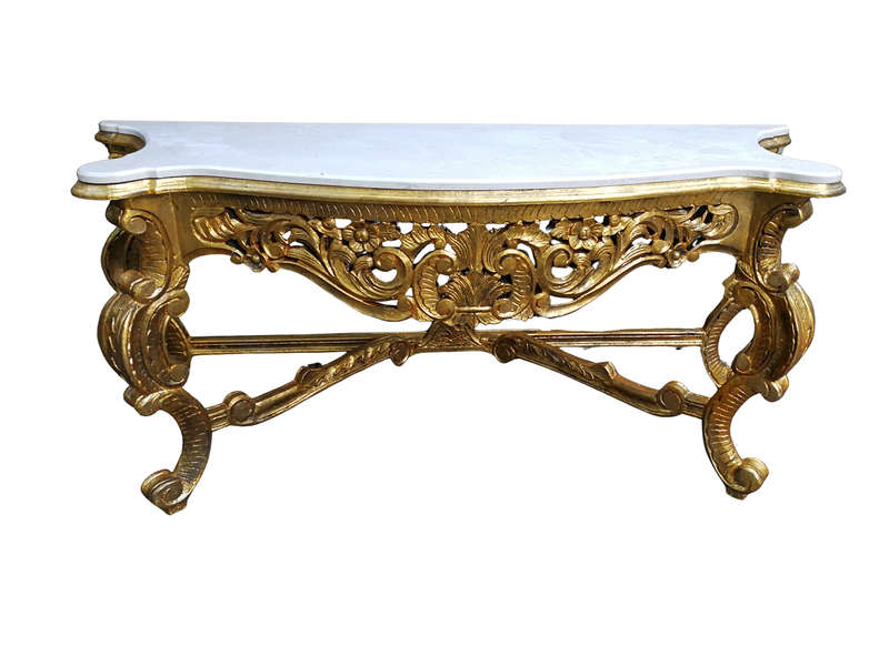 A 20th Century Hand-Gilded Ornately Carved Wooden Console/Entrance Table Of Large Proportion