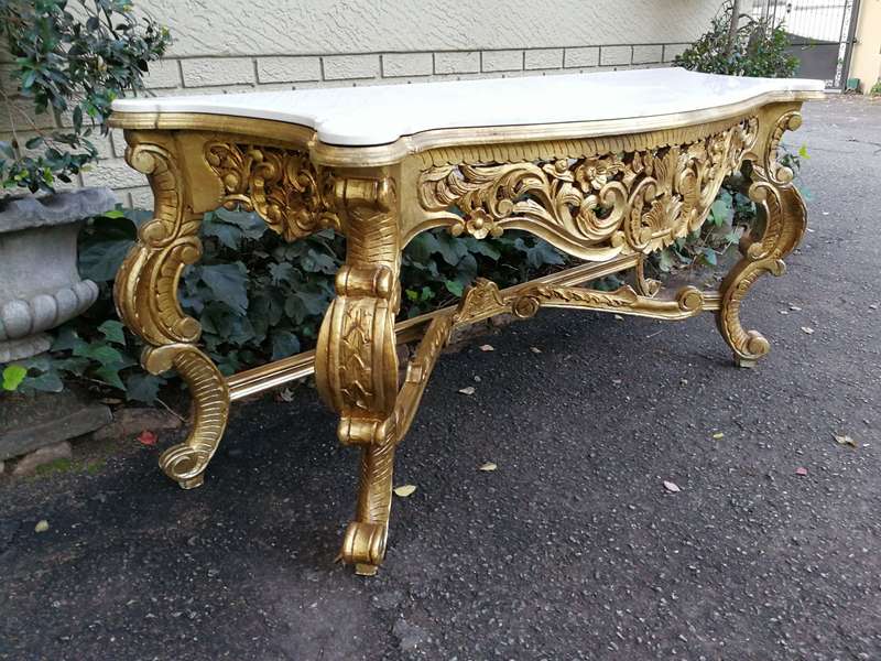 A 20th Century Hand-Gilded Ornately Carved Wooden Console/Entrance Table Of Large Proportion