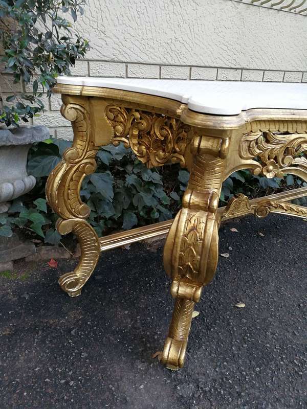 A 20th Century Hand-Gilded Ornately Carved Wooden Console/Entrance Table Of Large Proportion