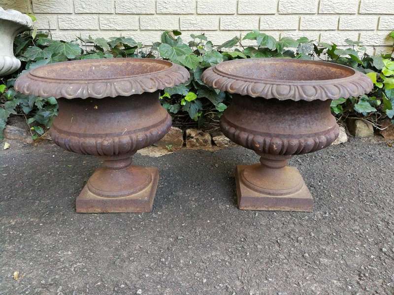 A Pair Of 20th Century French Cast Iron Urns