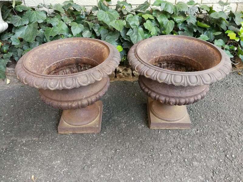 A Pair Of 20th Century French Cast Iron Urns
