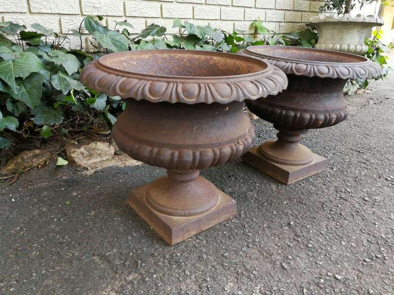 A Pair Of 20th Century French Cast Iron Urns