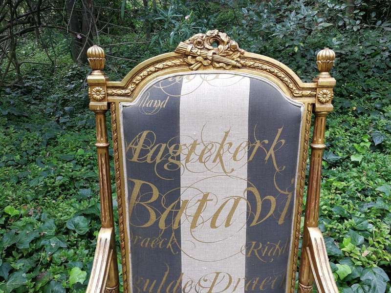 A Pair of French Style Armchairs Imported from Canonbury Antiques in England and Upholstered in a...