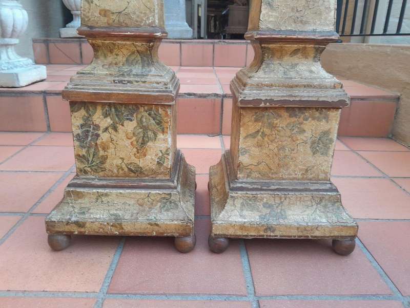 A Fine Pair Of 20th Century Wooden Hand Gilded Obelisks