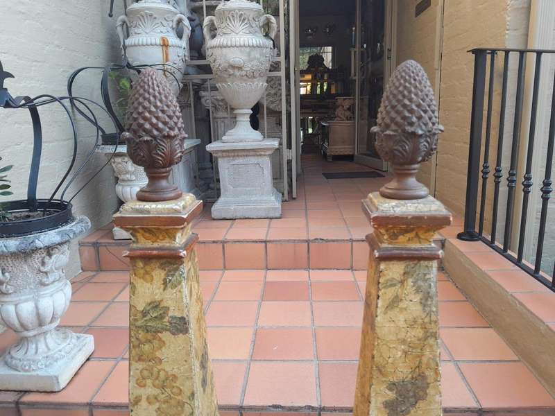 A Fine Pair Of 20th Century Wooden Hand Gilded Obelisks