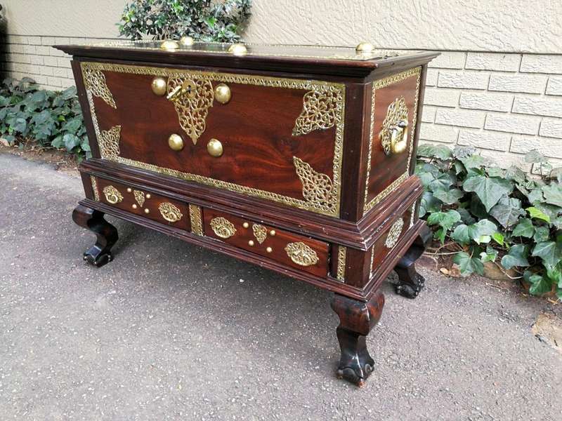 A Late 17th Century/Early 18th Century Dutch Colonial Batavian Hardwood and Ebonised Brass-Bound ...