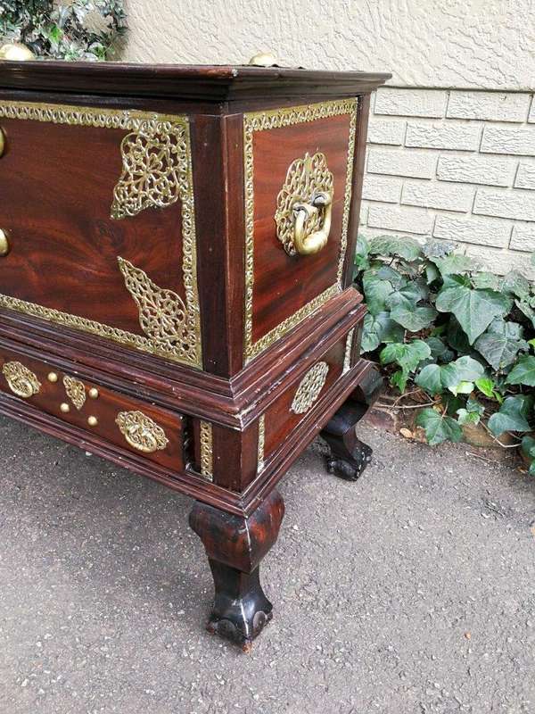 A Late 17th Century/Early 18th Century Dutch Colonial Batavian Hardwood and Ebonised Brass-Bound ...