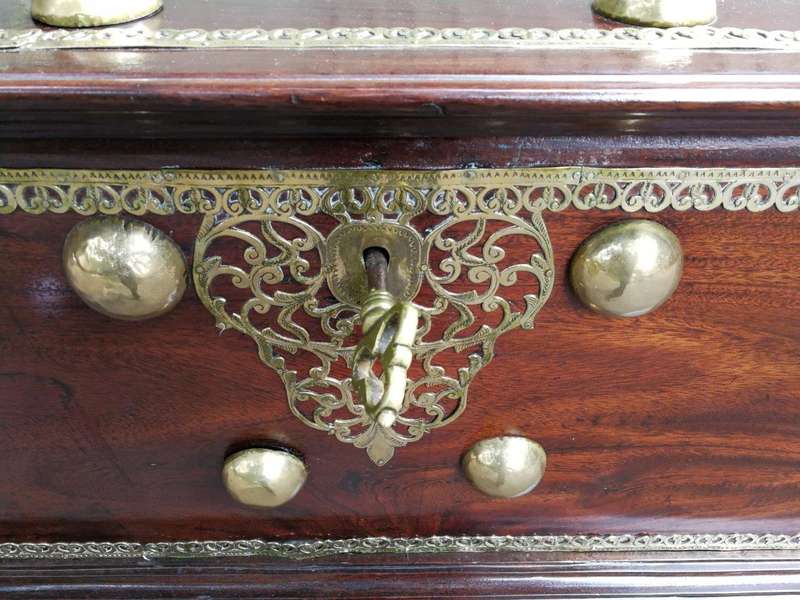 A Late 17th Century/Early 18th Century Dutch Colonial Batavian Hardwood and Ebonised Brass-Bound ...