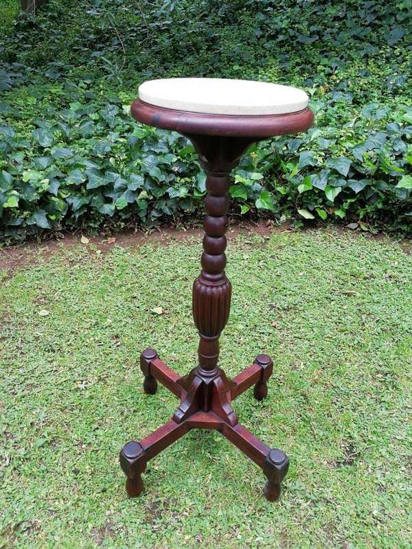 An Early 20th Century Teak Wine Table With Marble Top
