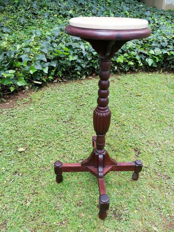 An Early 20th Century Teak Wine Table With Marble Top