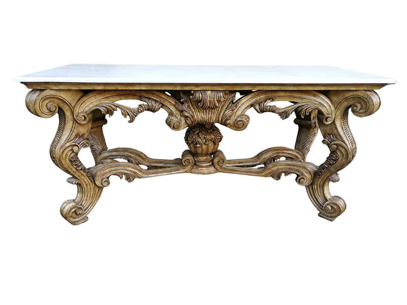 A 20th Century Ornately Carved Console Table with Marble Top of Large Proportions ND