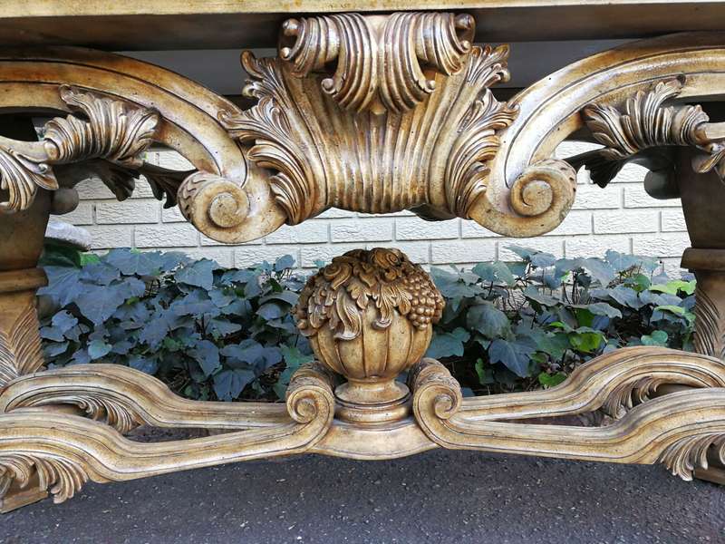 A 20th Century Ornately Carved Console Table with Marble Top of Large Proportions ND