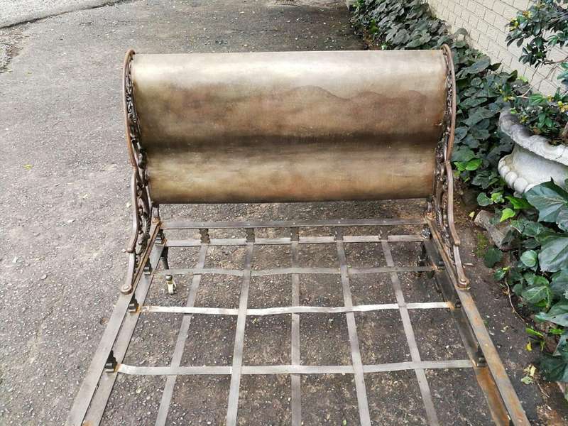 An Extremely Rare Mid 19th Century Circa 1850, French Napoleon Metal Daybed With Four Casters