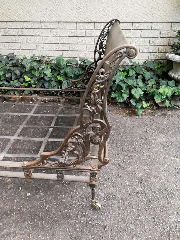 An Extremely Rare Mid 19th Century Circa 1850, French Napoleon Metal Daybed With Four Casters