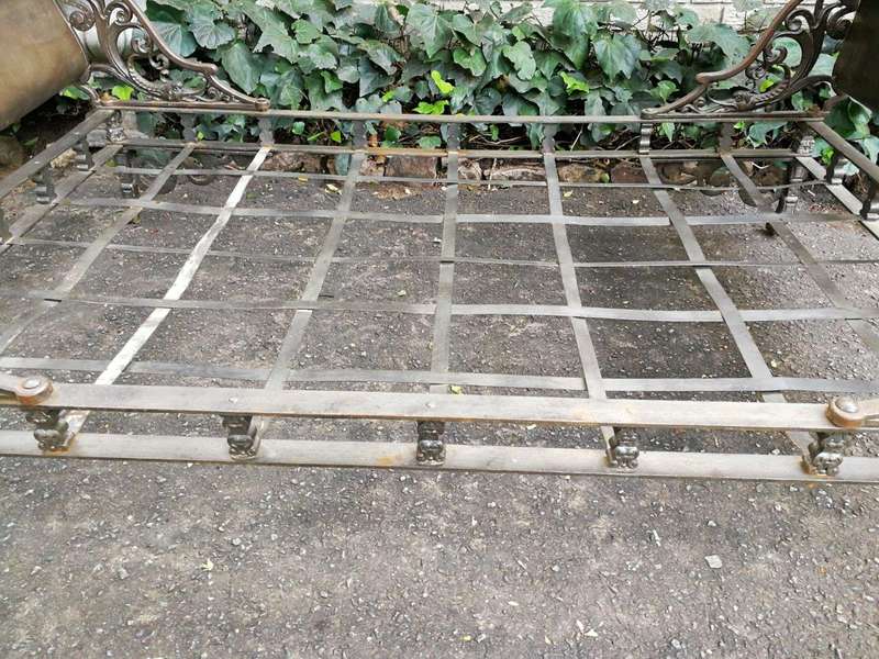 An Extremely Rare Mid 19th Century Circa 1850, French Napoleon Metal Daybed With Four Casters