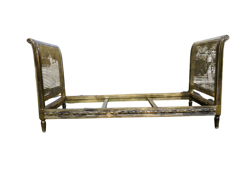 A 20th Century French Style Rattan and Wood Daybed Circa 1920s