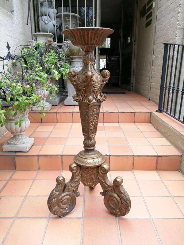 A Pair of 19th Century Circa 1890  Gilt Painted Wooden Carved Torchères