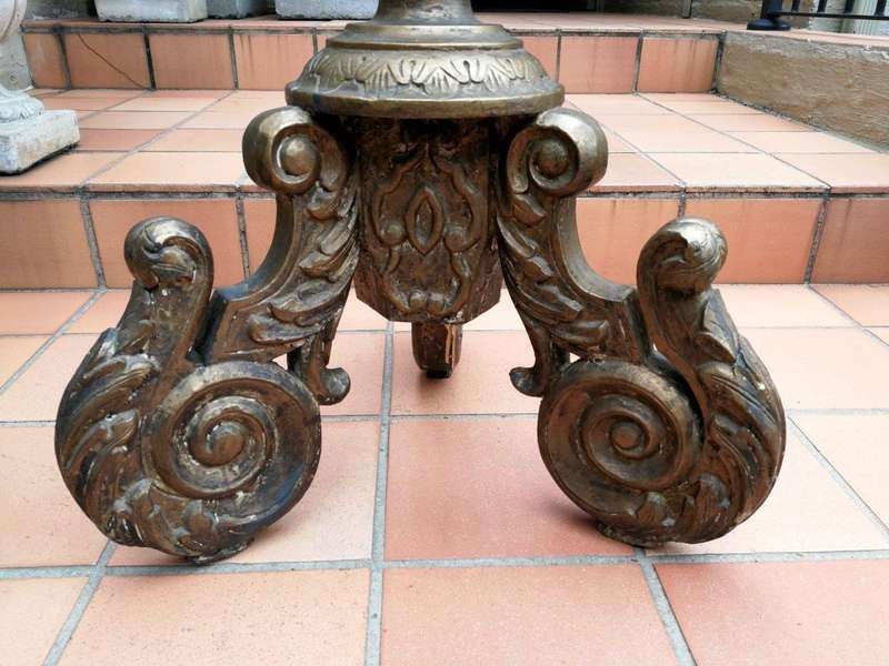 A Pair of 19th Century Circa 1890  Gilt Painted Wooden Carved Torchères