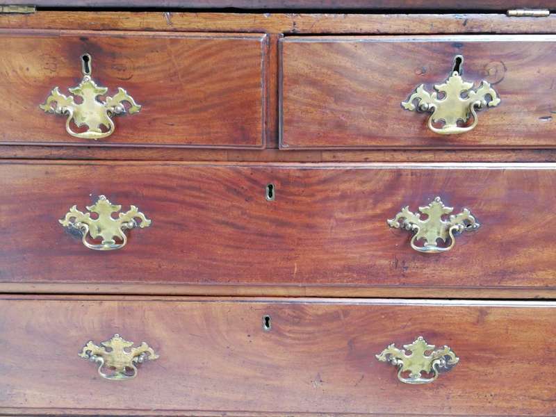 A 19th Century Circa 1860 Mid-Victorian Mahogany Secretaire Gilt-tooled Leather Writing Surface w...