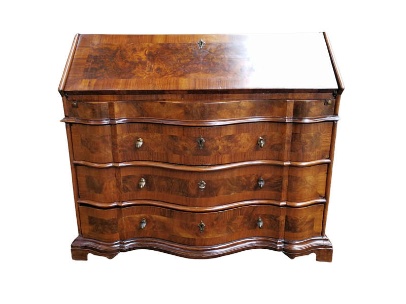A 19th Century Circa 1850 Walnut and Burr-walnut Secretaire/ Chest of Drawers with Lock and Key w...