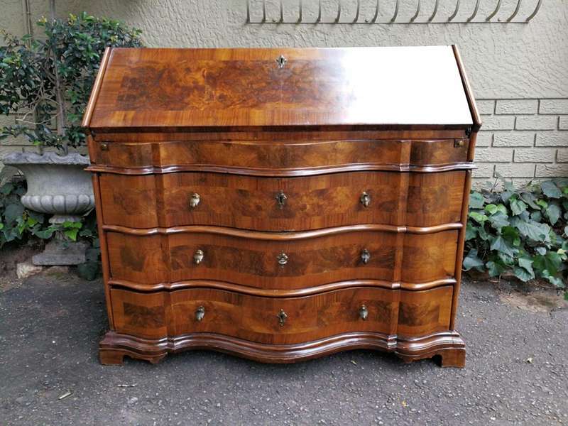 A 19th Century Circa 1850 Walnut and Burr-walnut Secretaire/ Chest of Drawers with Lock and Key w...