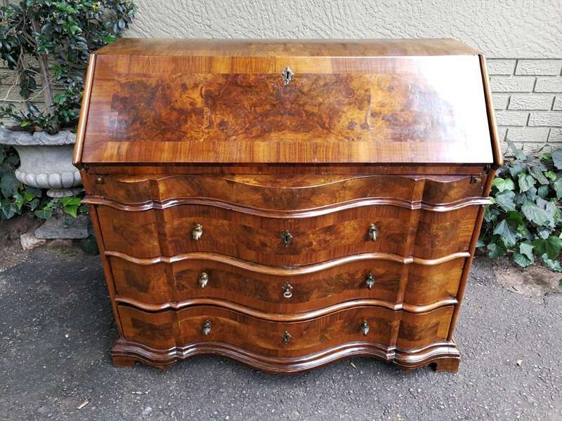 A 19th Century Circa 1850 Walnut and Burr-walnut Secretaire/ Chest of Drawers with Lock and Key w...