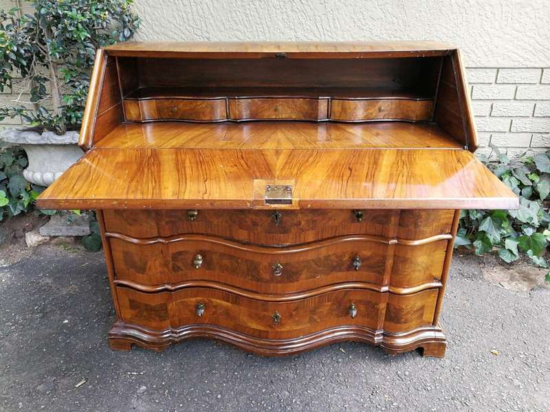 A 19th Century Circa 1850 Walnut and Burr-walnut Secretaire/ Chest of Drawers with Lock and Key w...