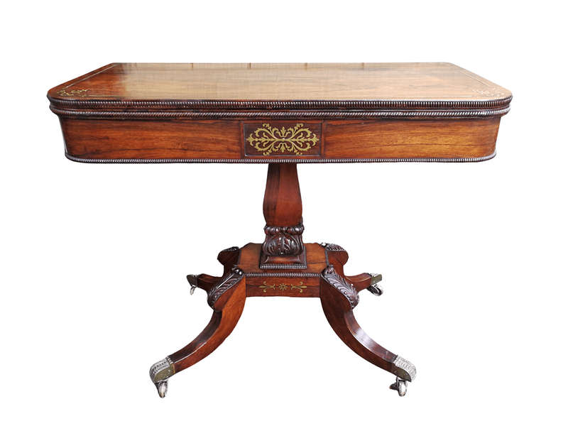 A Regency Circa 1800 Rosewood Inlaid and folding Card Table. BADA Stamp  (British Antique Dealer...