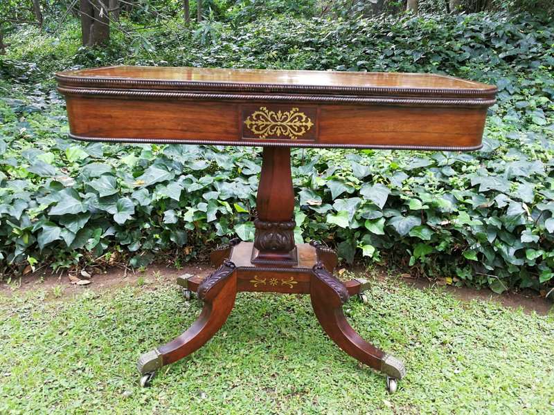 A Regency Circa 1800 Rosewood Inlaid and folding Card Table. BADA Stamp  (British Antique Dealer...