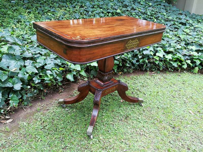 A Regency Circa 1800 Rosewood Inlaid and folding Card Table. BADA Stamp  (British Antique Dealer...