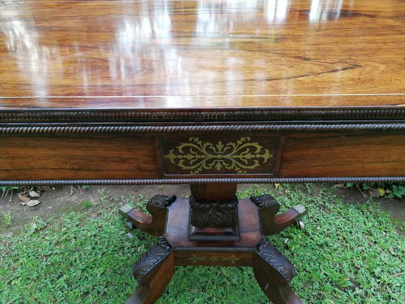 A Regency Circa 1800 Rosewood Inlaid and folding Card Table. BADA Stamp  (British Antique Dealer...