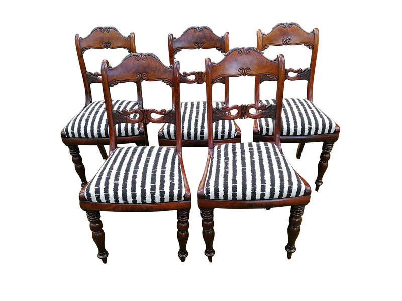 A Set Of Five 19th Century Circa 1860 Victorian Mahogany Chairs