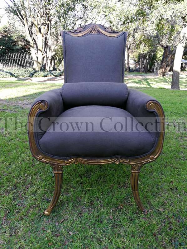 A First Half 20th Century Circa 1930 Pair of Large Size Hand-gilded Carved Mahogany Armchairs