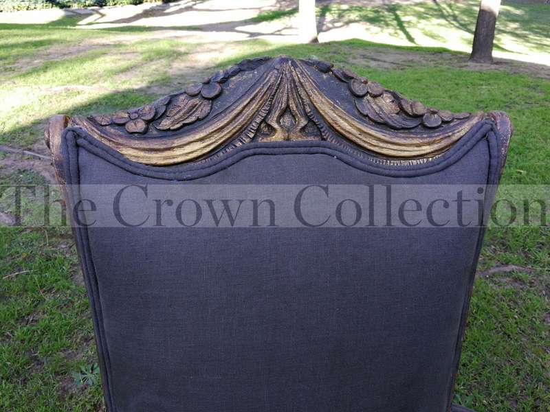 A First Half 20th Century Circa 1930 Pair of Large Size Hand-gilded Carved Mahogany Armchairs