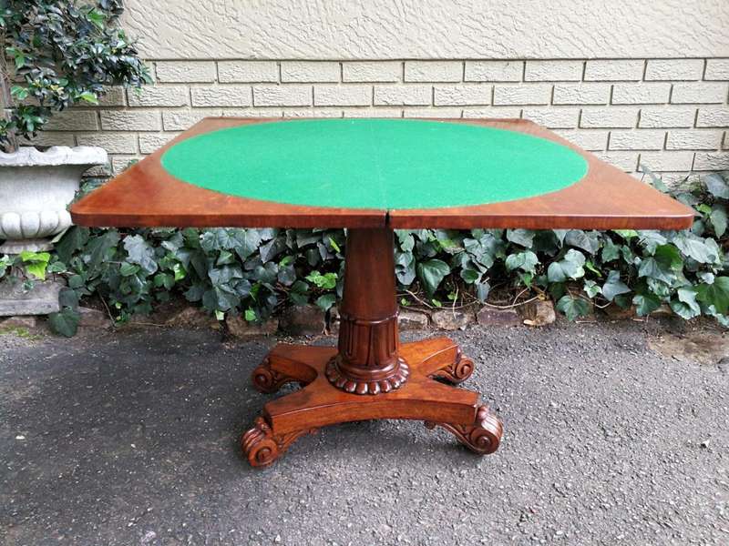 A 19th Century Circa 1880 Victorian Mahogany Card Table With Green Baize