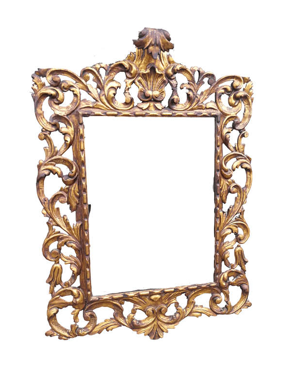 An Early 20th Century Spanish Carved Gilt Painted Wooden Bevelled Mirror