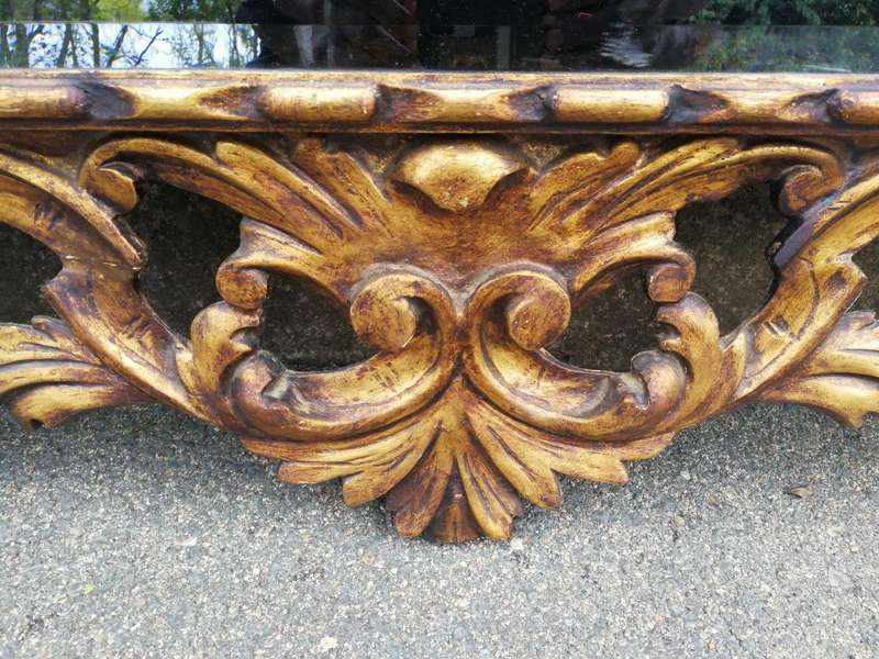 An Early 20th Century Spanish Carved Gilt Painted Wooden Bevelled Mirror