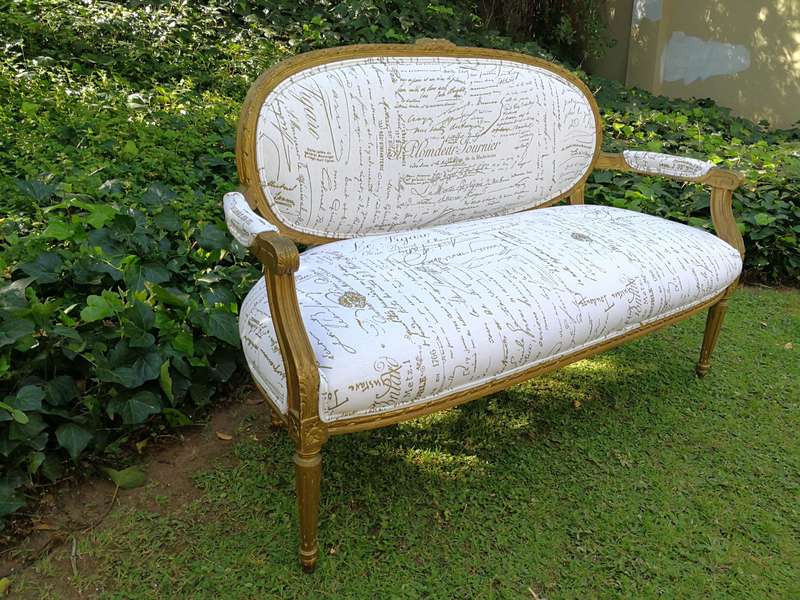 An Early 20th Century Set Of French Giltwood Louis XVI Style Settee And Pair of Chairs Upholstere...
