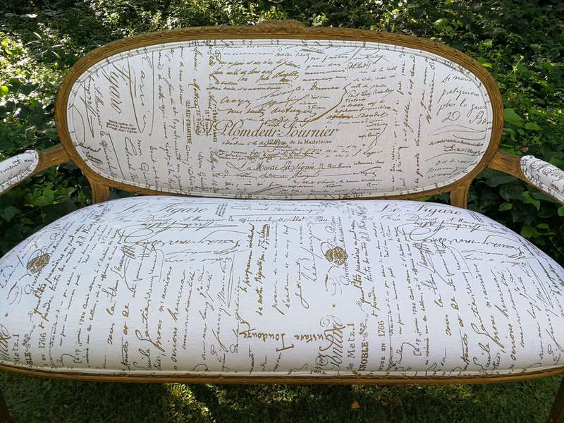 An Early 20th Century Set Of French Giltwood Louis XVI Style Settee And Pair of Chairs Upholstere...