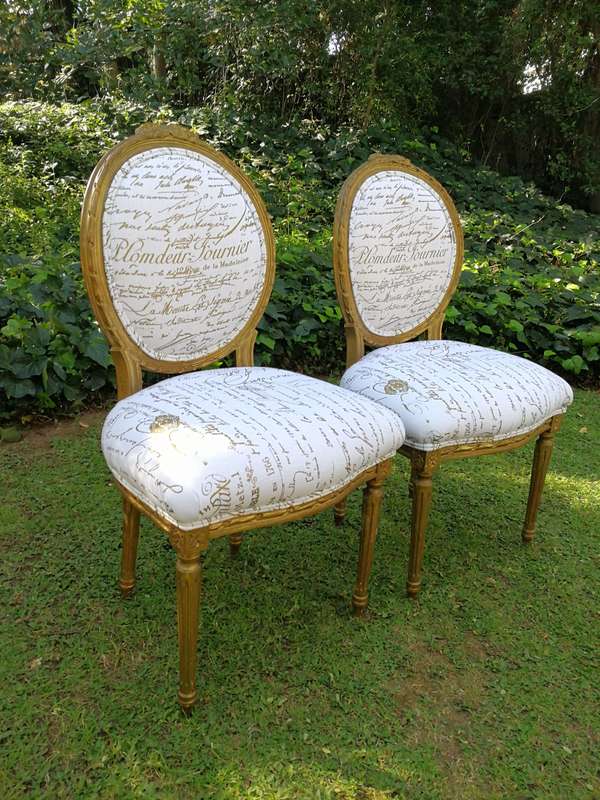 An Early 20th Century Set Of French Giltwood Louis XVI Style Settee And Pair of Chairs Upholstere...