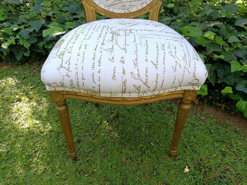 An Early 20th Century Set Of French Giltwood Louis XVI Style Settee And Pair of Chairs Upholstere...