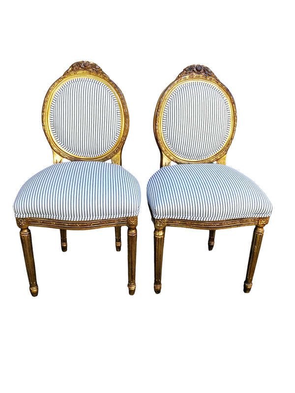 A Pair Of 20th Century French Style Gilt Salon Chairs
