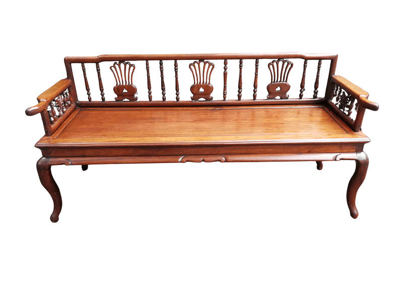 A 20th Century Ornately Carved Hardwood Bench