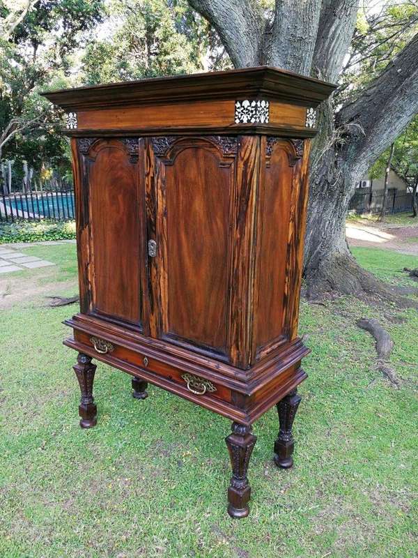 A Rare 18th Century Colonial Coromandel Cabinet On Stand