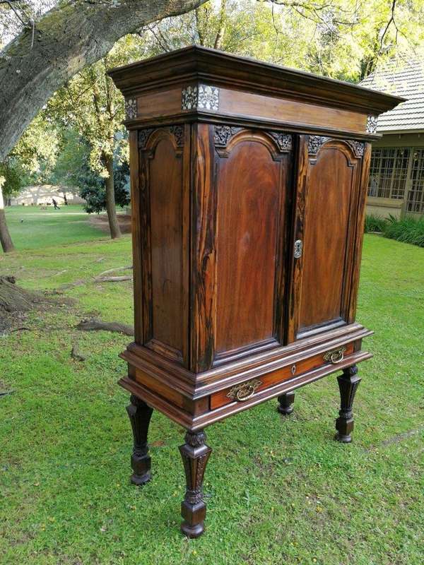 A Rare 18th Century Colonial Coromandel Cabinet On Stand