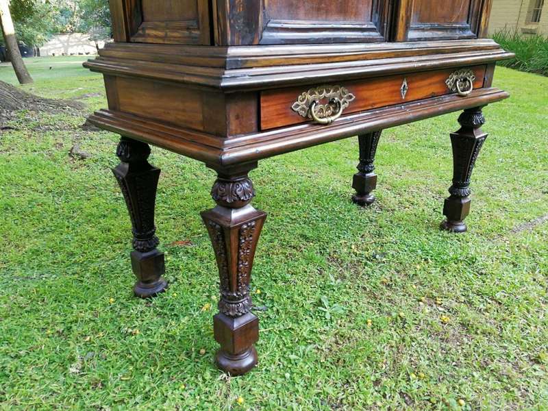 A Rare 18th Century Colonial Coromandel Cabinet On Stand