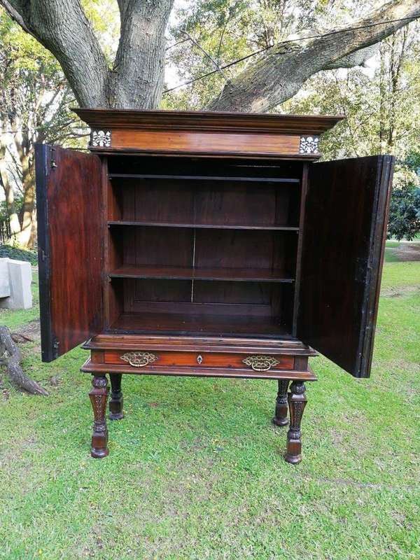 A Rare 18th Century Colonial Coromandel Cabinet On Stand