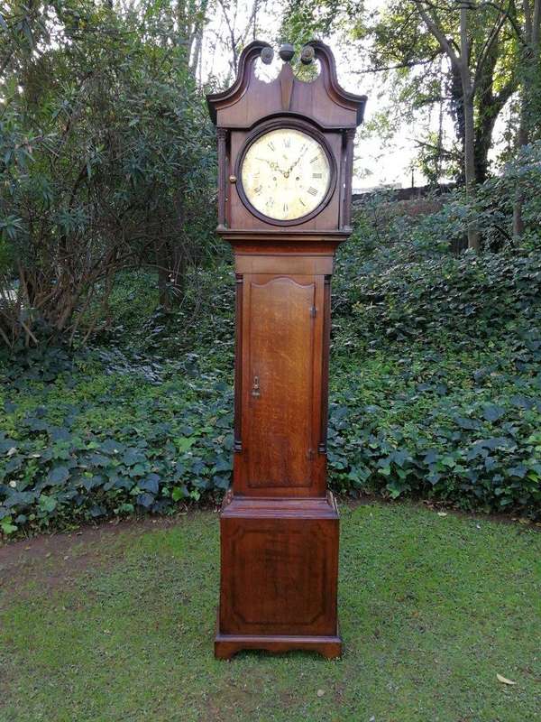 An Early 19th Century Mahogany and Oak Tall  Longcase/Grandfather Clock with Brass Dial Signed Sm...